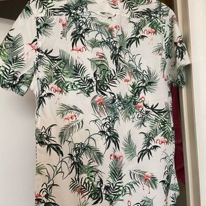 Cactus Green and Pink Flamingo Print Shirt